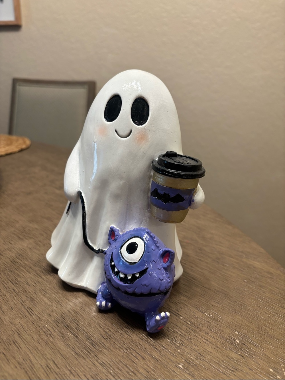 Halloween Ghost girl walking dog monster